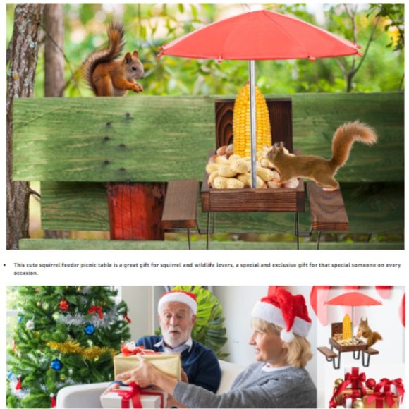 Squirrel & Chipmunk Miniature Picnic Table - Feeder w/Corn Cob Holder & Umbrella - Picture 11 of 11